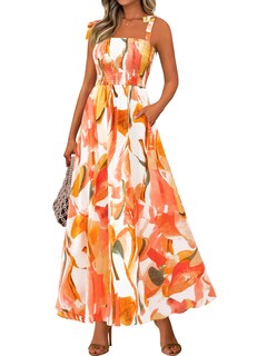 Foto 1 | Foto 1 | Vestido De Verano Prettygarden Floral Sin Mangas Maxi Rosa Para Mujer - Venta Internacional.
