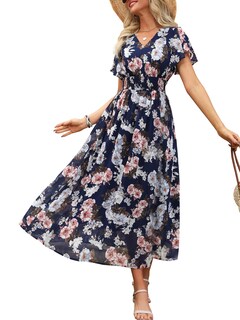 Foto 1 | Foto 1 | Vestido Largo Anrabess De Verano Con Cuello En V Y Estampado Floral De Chifón Para Mujer - Venta Internacional.