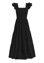 Vestido Largo Prettygarden Para Mujer Con Cuello Cuadrado Y Ojales, Negro - Venta Internacional.