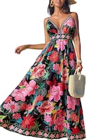 Vestido De Verano Cupshe Para Mujer Cuello En V Sin Mangas Estampado Floral Talla L - Venta Internacional.