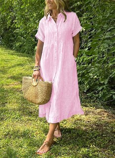 Foto 2 | Foto 2 | Vestido Camisero Chouyatou Para Mujer A Rayas Midi Rosa - Venta Internacional.