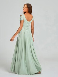 Foto 6 | Foto 6 | Vestido De Dama De Honor Dessiny Largo De Chifón Marrón Con Hombros Descubiertos - Venta Internacional.
