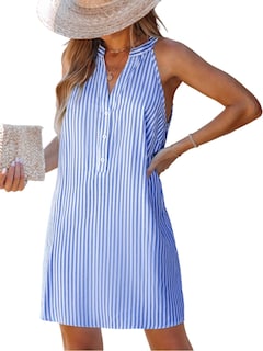 Foto 1 | Foto 1 | Vestido De Verano Cupshe 2025 Sin Mangas Con Cuello En V A Rayas Azul L - Venta Internacional.