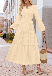 Foto 2 | Foto 2 | Vestido Largo Merokeety 2025 Para Mujer Manga Larga Cuello En V Estampado De Otoño - Venta Internacional.