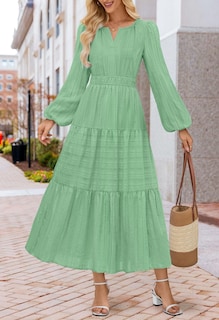 Foto 2 | Foto 2 | Vestido Largo Merokeety 2025 Para Mujer Manga Larga Cuello En V Estampado De Otoño - Venta Internacional.