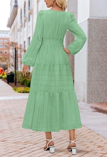 Foto 3 | Foto 3 | Vestido Largo Merokeety 2025 Para Mujer Manga Larga Cuello En V Estampado De Otoño - Venta Internacional.