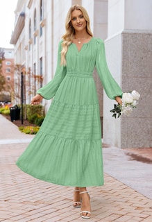 Foto 4 | Foto 4 | Vestido Largo Merokeety 2025 Para Mujer Manga Larga Cuello En V Estampado De Otoño - Venta Internacional.