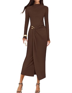 Foto 1 | Foto 1 | Vestido Zesica 2025 Fall Manga Larga Bodycon Marrón Para Mujer - Venta Internacional.