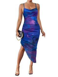 Foto 1 | Foto 1 | Vestido Soly Hux Anudado Cuello Vuelto Sin Espalda Ajustado Azul Morado - Venta Internacional.