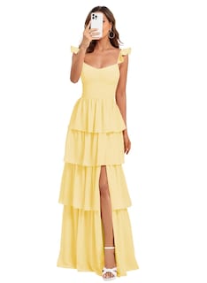 Foto 7 | Foto 7 | Vestido De Dama De Honor Dessiny Spaghetti Con Tirantes Escalonados Marrón 2025 - Venta Internacional.