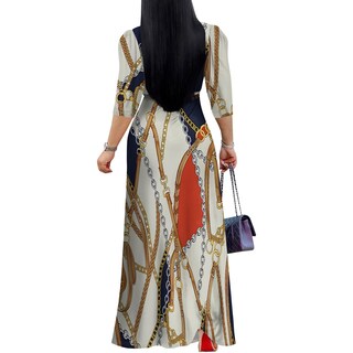 Foto 3 | Foto 3 | Vestido Largo Con Cuello En V Y Manga Abullonada Rosa Estampado Para Mujer - Venta Internacional.