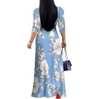 Foto 3 | Foto 3 | Vestido Largo Con Estampado Floral Cuello En V Y Manga Abullonada Para Mujer - Venta Internacional.