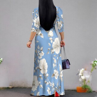 Foto 6 | Foto 6 | Vestido Largo Con Estampado Floral Cuello En V Y Manga Abullonada Para Mujer - Venta Internacional.