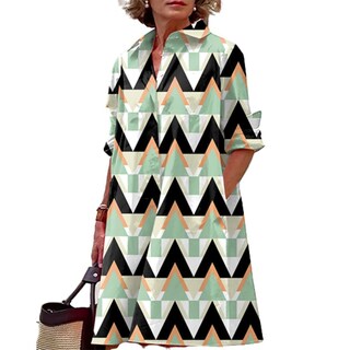 Foto 1 | Foto 1 | Vestido Casual Zhyaj Manga Larga Cuello en V Corte Holgado para Mujer - Venta Internacional