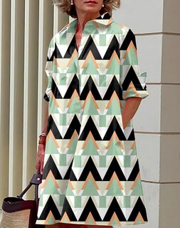 Foto 2 | Foto 2 | Vestido Casual Zhyaj Manga Larga Cuello en V Corte Holgado para Mujer - Venta Internacional