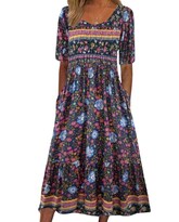 Vestido Medlor Para Mujer Con Estampado Floral Bohemio Maxi Summer 2025 Plus - Venta Internacional.