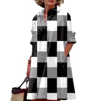 Vestido Camisero Zhyaj Negro para Mujer- Venta Internacional