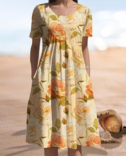 Foto 6 | Foto 6 | Vestido Medlor Para Mujer Bohemio Manga Corta Estampado Floral 2025 - Venta Internacional.