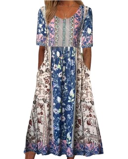 Foto 1 | Foto 1 | Vestido Largo Medlor Para Mujer Con Estampado Floral Bohemio 2025 Talla Grande - Venta Internacional.