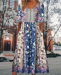 Foto 2 | Foto 2 | Vestido Largo Medlor Para Mujer Con Estampado Floral Bohemio 2025 Talla Grande - Venta Internacional.