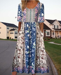 Foto 3 | Foto 3 | Vestido Largo Medlor Para Mujer Con Estampado Floral Bohemio 2025 Talla Grande - Venta Internacional.