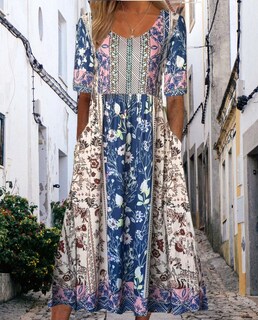Foto 4 | Foto 4 | Vestido Largo Medlor Para Mujer Con Estampado Floral Bohemio 2025 Talla Grande - Venta Internacional.