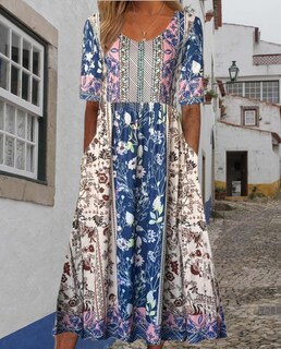 Foto 5 | Foto 5 | Vestido Largo Medlor Para Mujer Con Estampado Floral Bohemio 2025 Talla Grande - Venta Internacional.