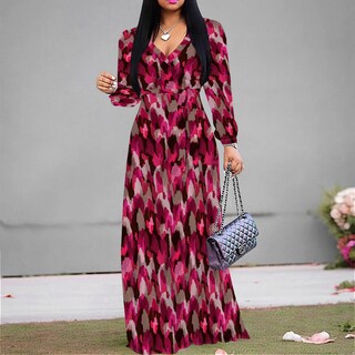 Foto 4 | Foto 4 | Vestido Largo Pinkpatty Para Mujer Manga Larga Cuello En V Estampado Talla M - Venta Internacional.