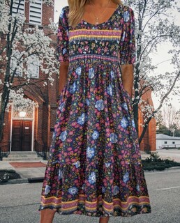 Foto 2 | Foto 2 | Vestido Largo Medlor Con Estampado Floral Bohemio Para Mujer 2025 - Venta Internacional.