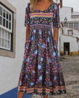 Foto 5 | Foto 5 | Vestido Largo Medlor Con Estampado Floral Bohemio Para Mujer 2025 - Venta Internacional.