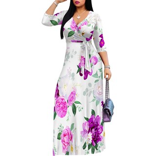 Foto 2 | Foto 2 | Vestido Largo Pinkpatty Para Mujer Cuello En V Manga 3/4 Talla Grande - Venta Internacional.