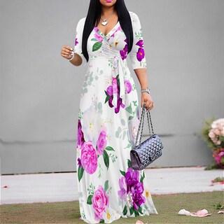 Foto 4 | Foto 4 | Vestido Largo Pinkpatty Para Mujer Cuello En V Manga 3/4 Talla Grande - Venta Internacional.