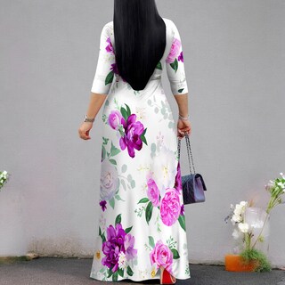 Foto 6 | Foto 6 | Vestido Largo Pinkpatty Para Mujer Cuello En V Manga 3/4 Talla Grande - Venta Internacional.