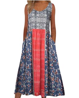 Foto 1 | Foto 1 | Vestido Medlor Boho Para Mujer 2025 Verano Sin Mangas Estampado Floral - Venta Internacional.