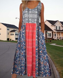 Foto 3 | Foto 3 | Vestido Medlor Boho Para Mujer 2025 Verano Sin Mangas Estampado Floral - Venta Internacional.