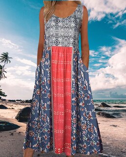 Foto 6 | Foto 6 | Vestido Medlor Boho Para Mujer 2025 Verano Sin Mangas Estampado Floral - Venta Internacional.