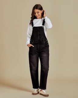 Foto 4 | Foto 4 | Mono De Mezclilla Negro Luvamia Para Mujer, Talla Grande Xl - Venta Internacional.