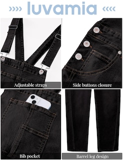 Foto 5 | Foto 5 | Mono De Mezclilla Negro Luvamia Para Mujer, Talla Grande Xl - Venta Internacional.