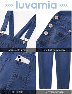 Foto 5 | Foto 5 | Pantalones Vaqueros Holgados Para Mujer, Talla Xl 16/18, De Luvamia, Color Azul - Venta Internacional.