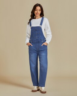 Foto 3 | Foto 3 | Mono De Mezclilla Luvamia, Holgado, Para Mujer, Color Azul Xl - Venta Internacional.