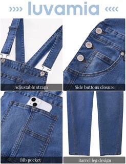 Foto 5 | Foto 5 | Mono De Mezclilla Luvamia, Holgado, Para Mujer, Color Azul Xl - Venta Internacional.