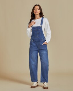 Foto 6 | Foto 6 | Mono De Mezclilla Luvamia, Holgado, Para Mujer, Color Azul Xl - Venta Internacional.