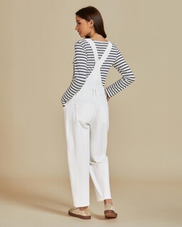 Foto 2 | Foto 2 | Mono Holgado De Mezclilla Blanca Luvamia Para Mujer, Talla L - Venta Internacional.