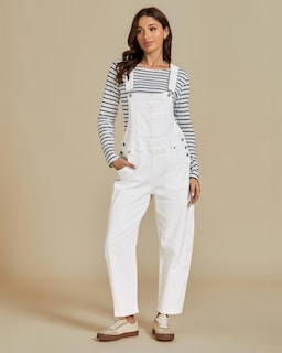 Foto 7 | Foto 7 | Mono Holgado De Mezclilla Blanca Luvamia Para Mujer, Talla L - Venta Internacional.