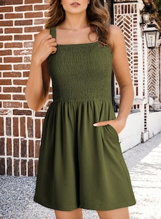 Foto 3 | Foto 3 | Mono Holgado Dokotoo, Sin Mangas, Pierna Ancha, Verde Musgo, Para Mujer - Venta Internacional.