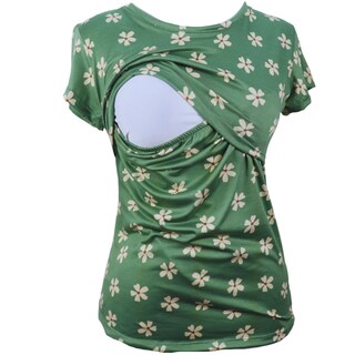 Foto 1 | Foto 1 | Mae Baby Blusas De Maternidad Y Lactancia Mujer Playeras De Manga Corta Ropa Suave Embarazada Camisetas (verde Flores, Grande)