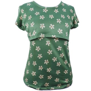 Foto 3 | Foto 3 | Mae Baby Blusas De Maternidad Y Lactancia Mujer Playeras De Manga Corta Ropa Suave Embarazada Camisetas (verde Flores, Grande)
