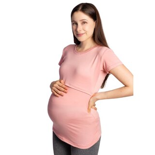 Foto 4 | Foto 4 | Mae Baby Blusas De Maternidad Y Lactancia Mujer Playeras De Manga Corta Ropa Suave Embarazada Camisetas (rosa Palo, Mediano)