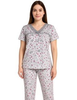 Foto 1 | Foto 1 | Conjunto de Pijama Blusa y Pantalón Tatys Fashion Diseño de Flores Suave y Cómoda para Mujer