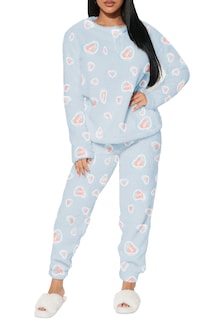 Foto 4 | Foto 4 | Pijama Para Mujer Shendy Vendy Conjunto 2 Piezas Elegante Invierno Afelpado Azul Corazón Extra Grande